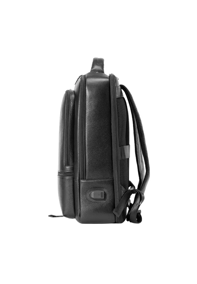 Lara Men's Cow Leather Business Zipper Travel Backpack