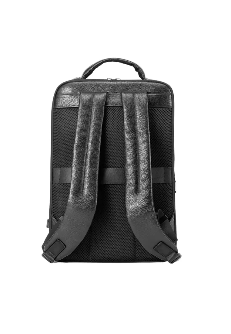 Lara Men's Cow Leather Business Zipper Travel Backpack