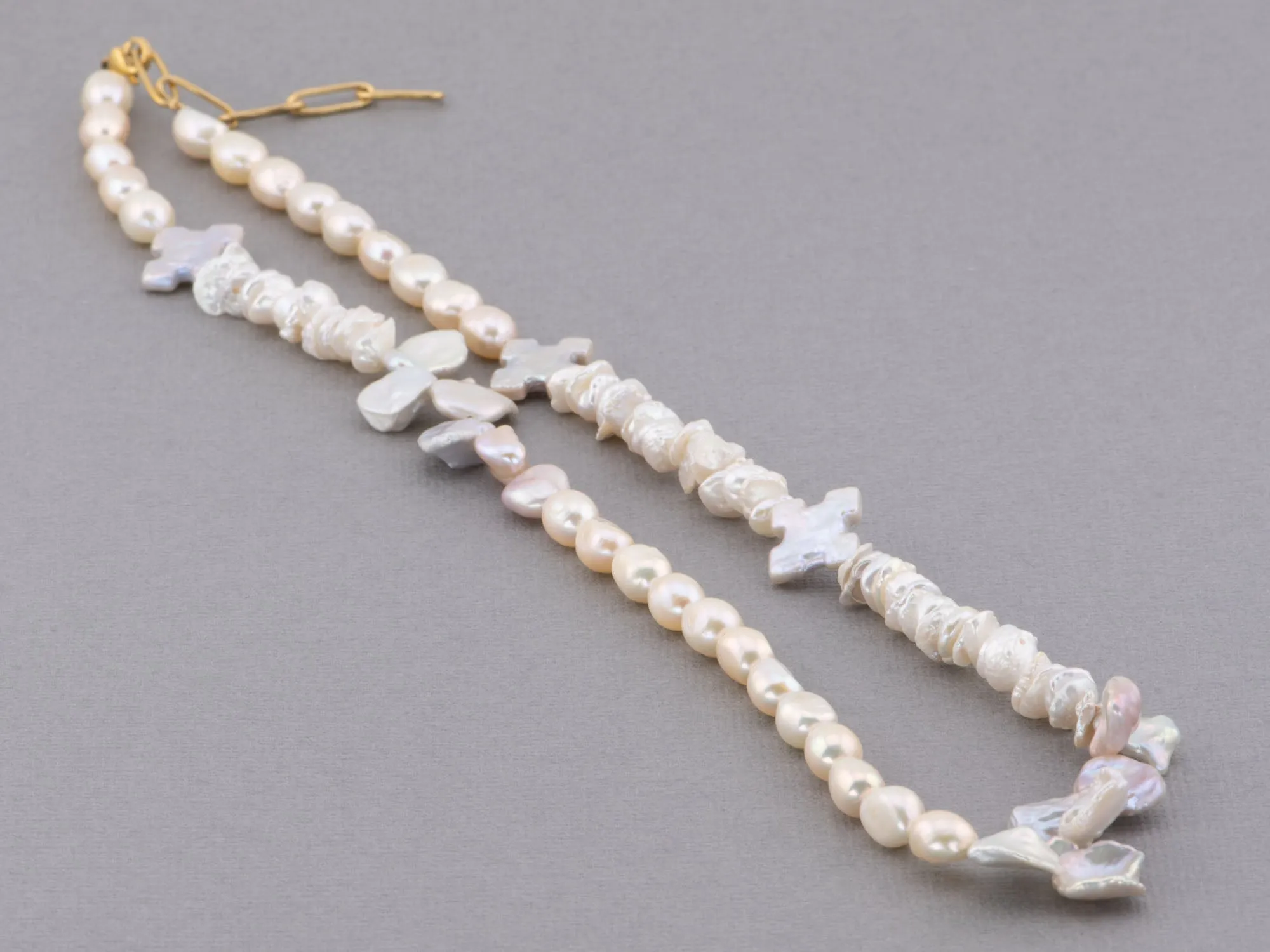 Light Peach Lavender Mixed Baroque Pearl Necklace P1063