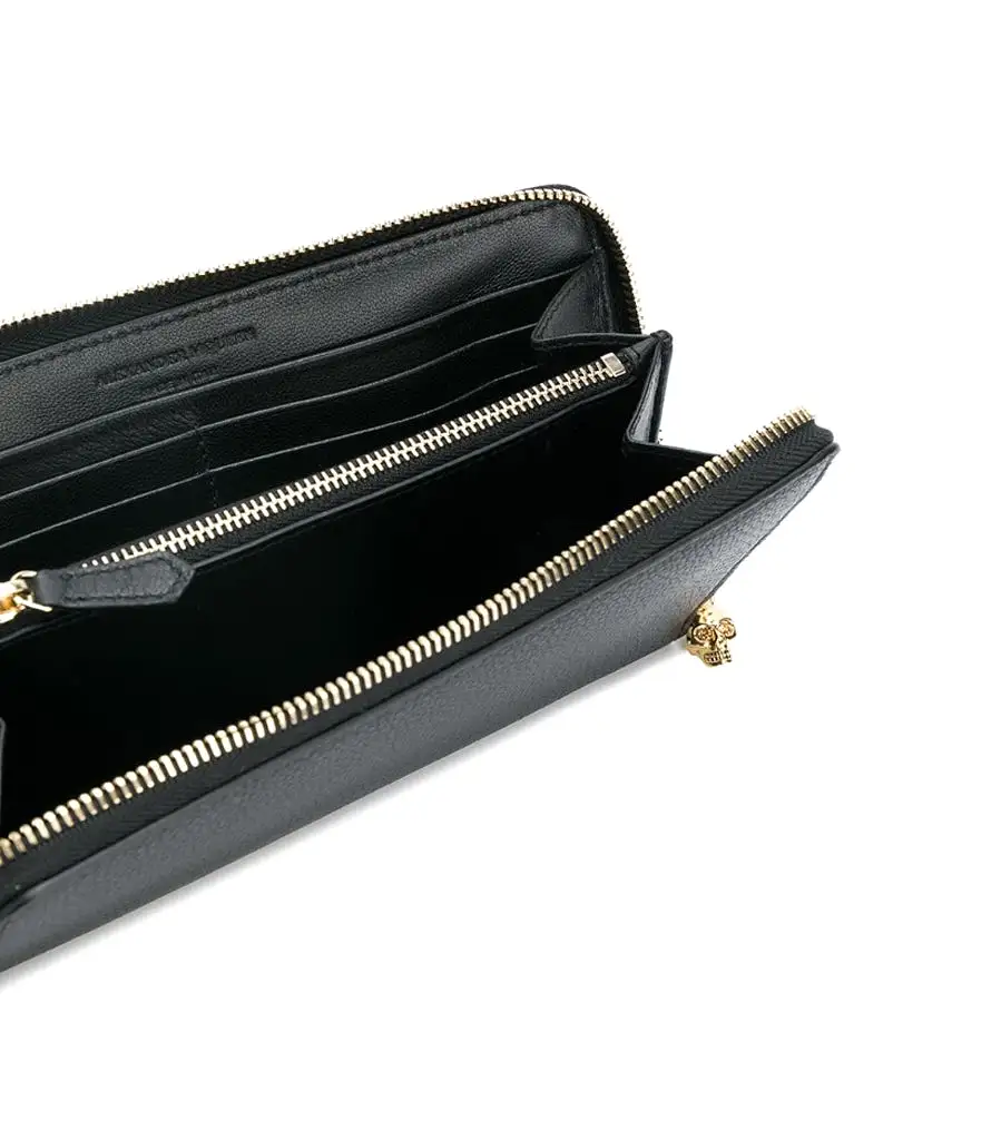 Long Zip Wallet, Black/Gold