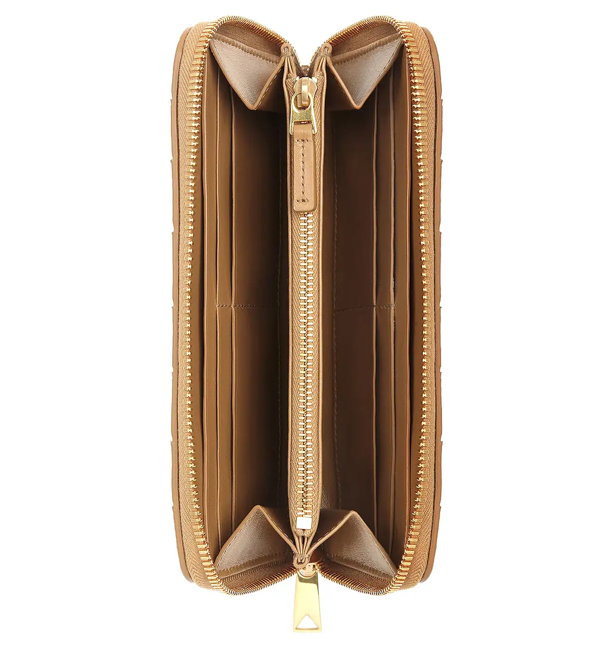 Long Zip Wallet Intrecciato, Caramel (G)