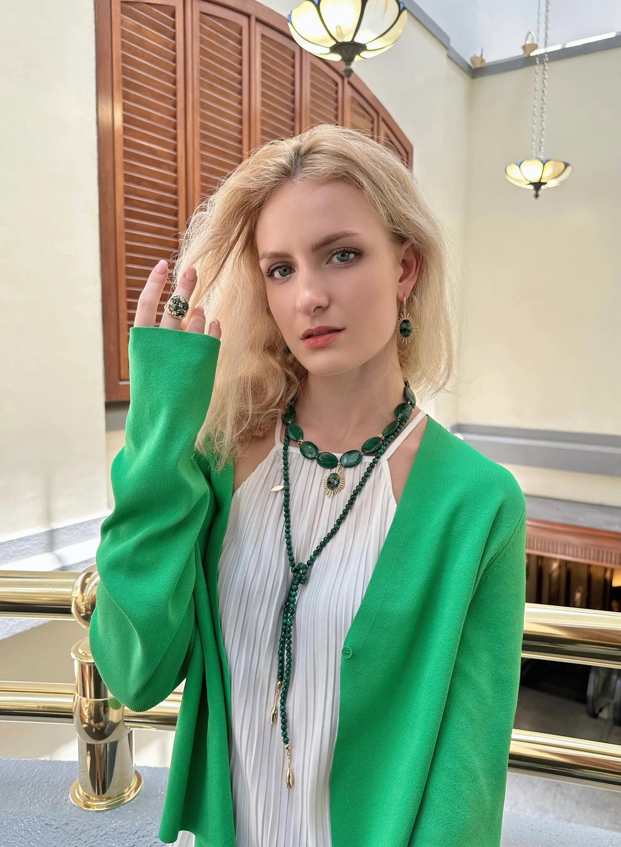 Malachite Open Ended Versatile Necklace KN031