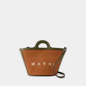 MARNI Women's Tropicalia Mini Purse in Brown – SS24 Handbag with Cotton & Leather Accents