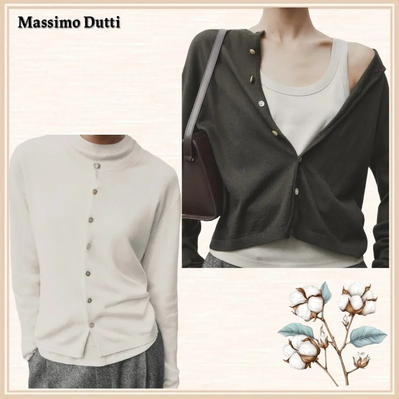 Massimo Dutti  |Casual Style Wool Long Sleeves Plain Office Style