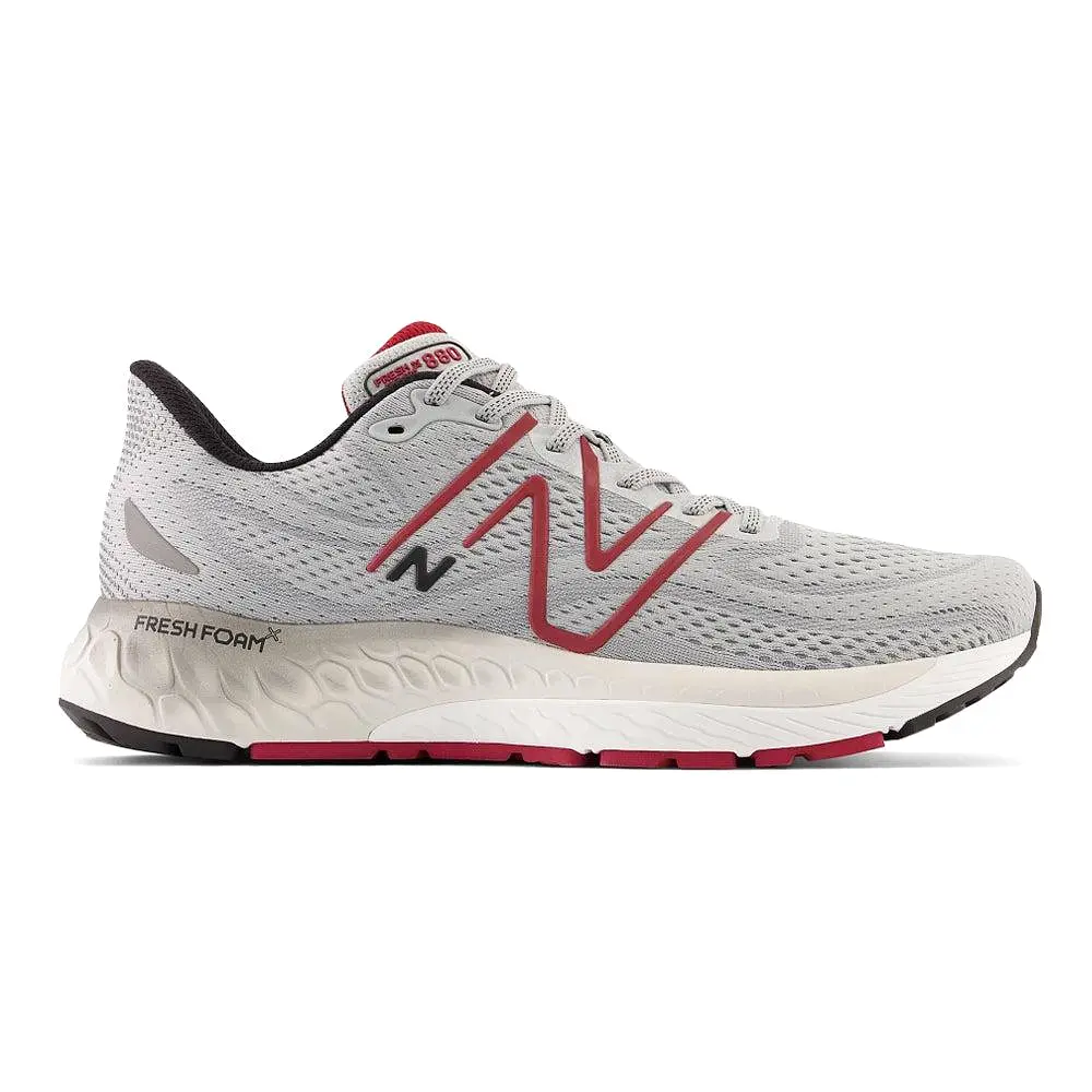 Men's New Balance Fresh Foam X 880v13, Aluminum Grey/Crimson, 10 2E Wide