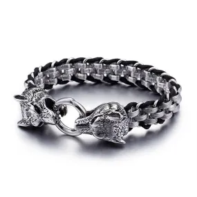 Men's Punk Rock Stainless Steel Braided Link Chain Wrap Bracelet