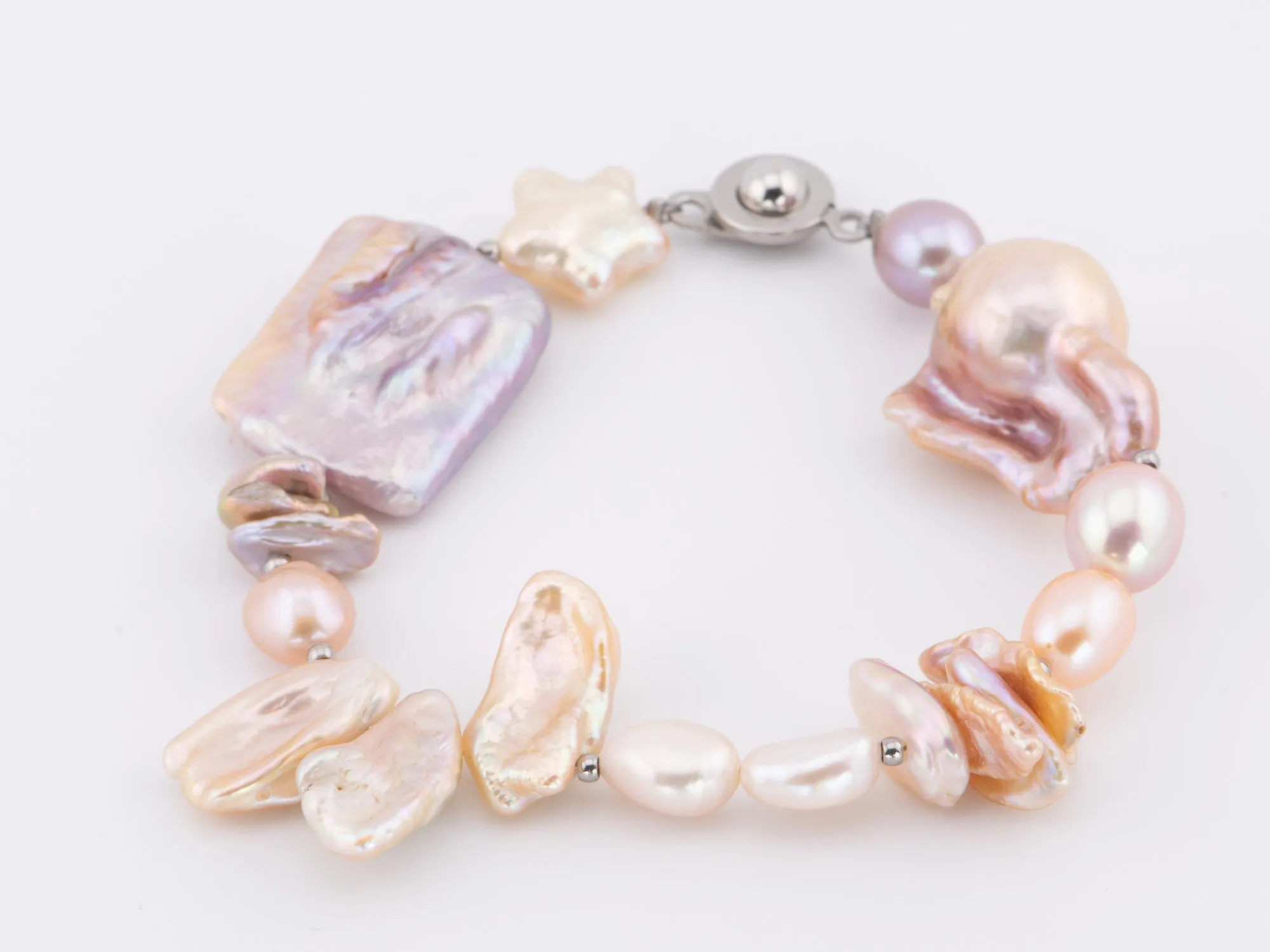 Mixed Pink Lavender Pearl Bracelet P1046