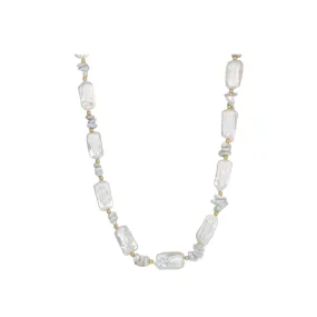 Mixed Stick and Petal Pearl Necklace with Gold Accent R4333