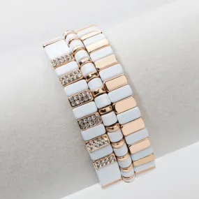 Molly Stack Bracelet Set - White & Gold