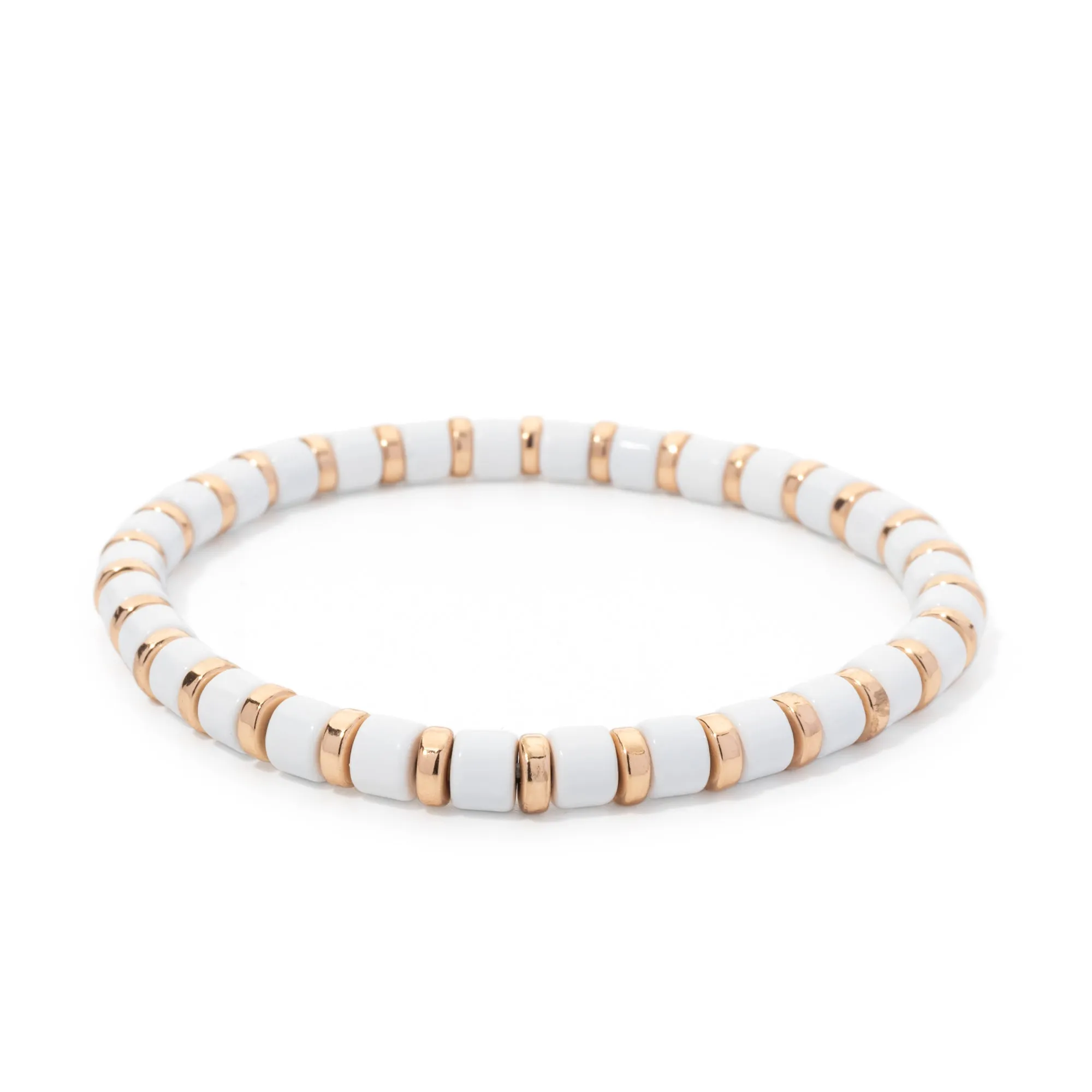 Molly Stack Bracelet Set - White & Gold