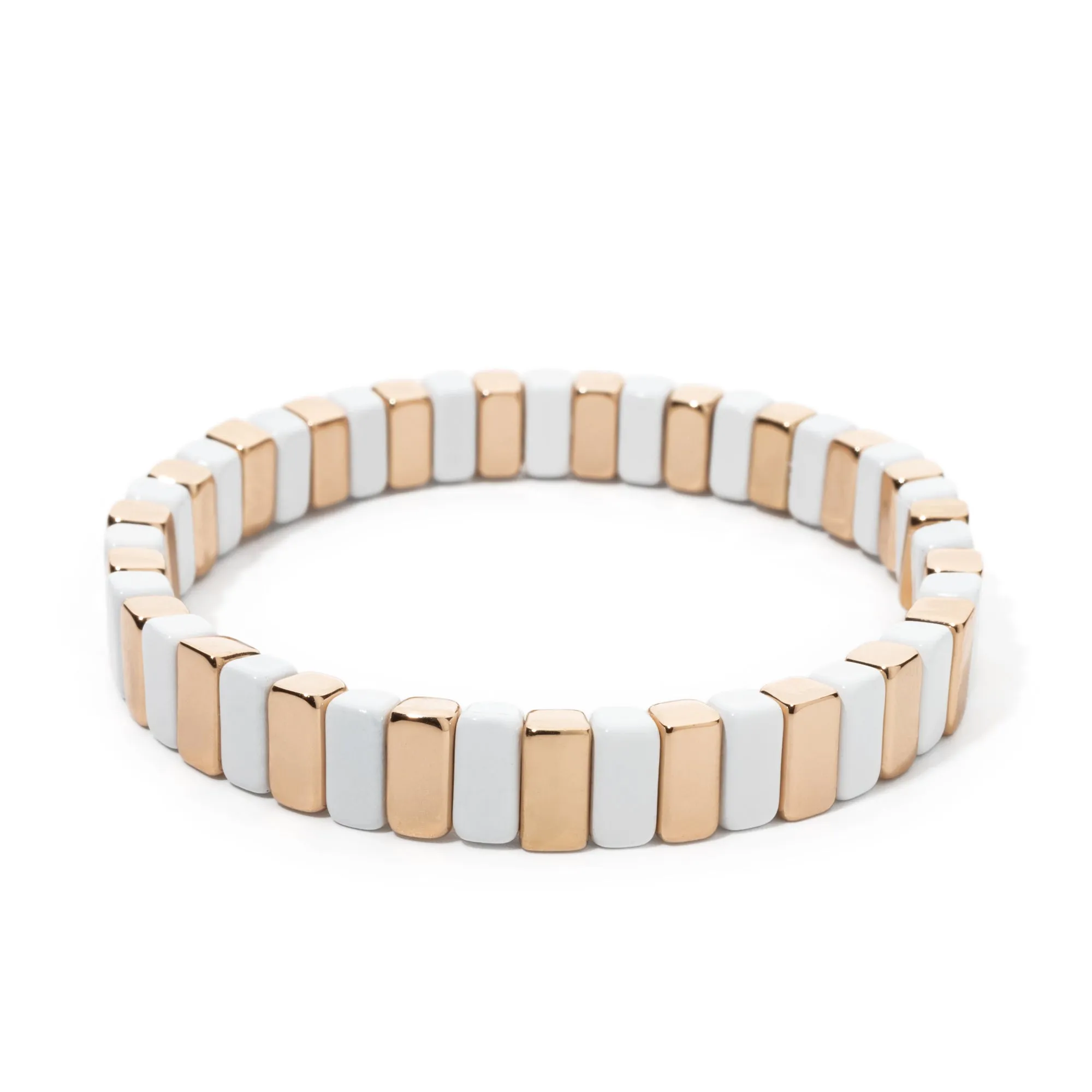 Molly Stack Bracelet Set - White & Gold