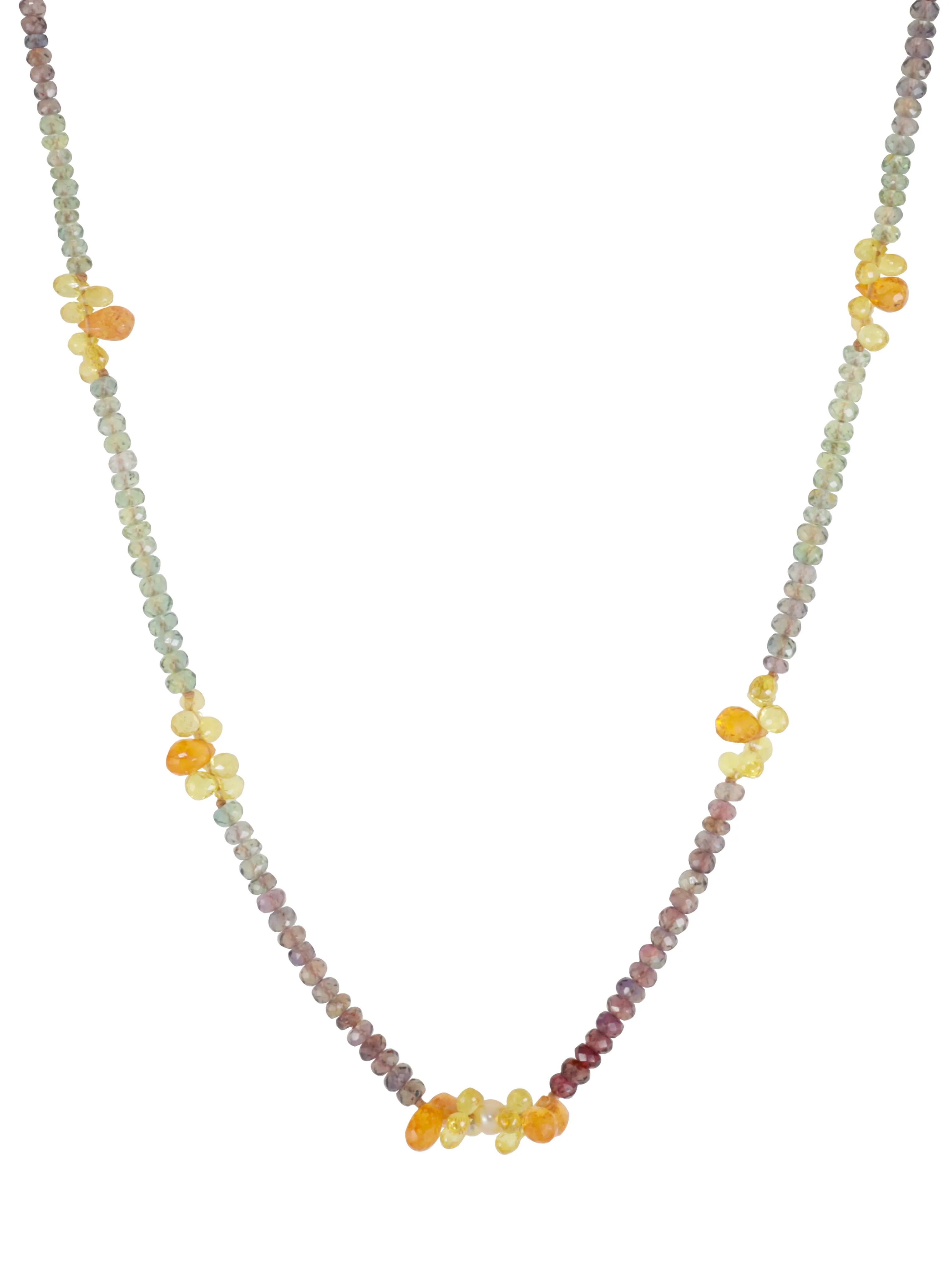 Multi Sapphire, Mandarin Garnet, Akoya Pearl Necklace