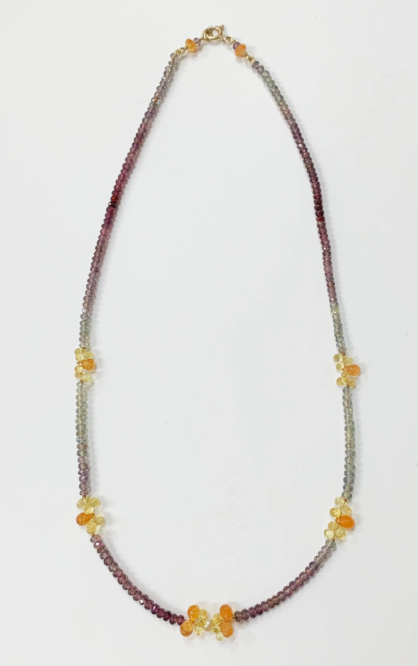 Multi Sapphire, Mandarin Garnet, Akoya Pearl Necklace