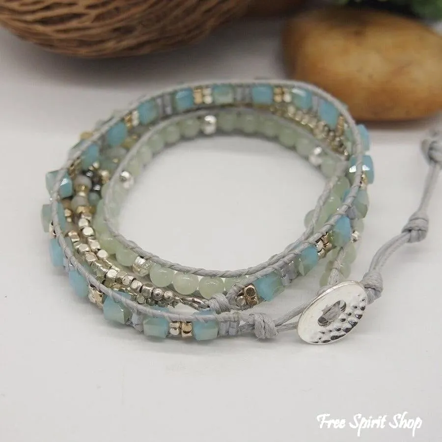 Natural Amazonite Beaded Wrap Bracelet