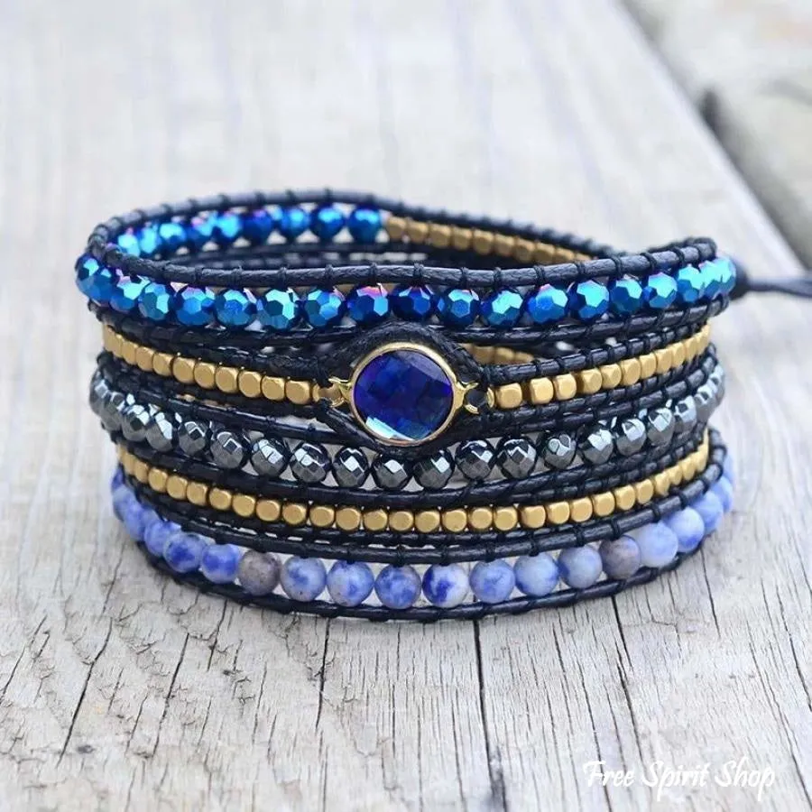 Natural Sodalite Magic Blue Wrap Bracelet