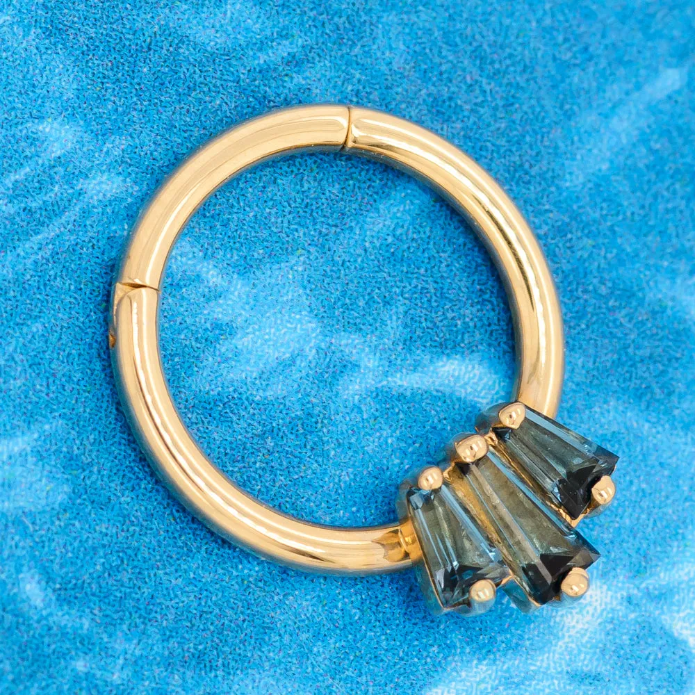 Oceane 3 Hinge Ring in Gold with London Blue Topaz'