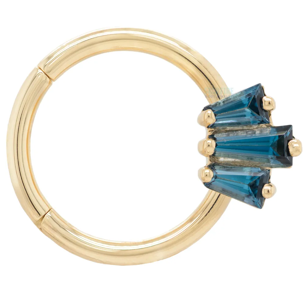 Oceane 3 Hinge Ring in Gold with London Blue Topaz'