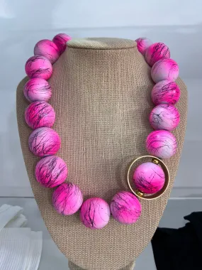 Oversized Neon Wooden Beads Necklace