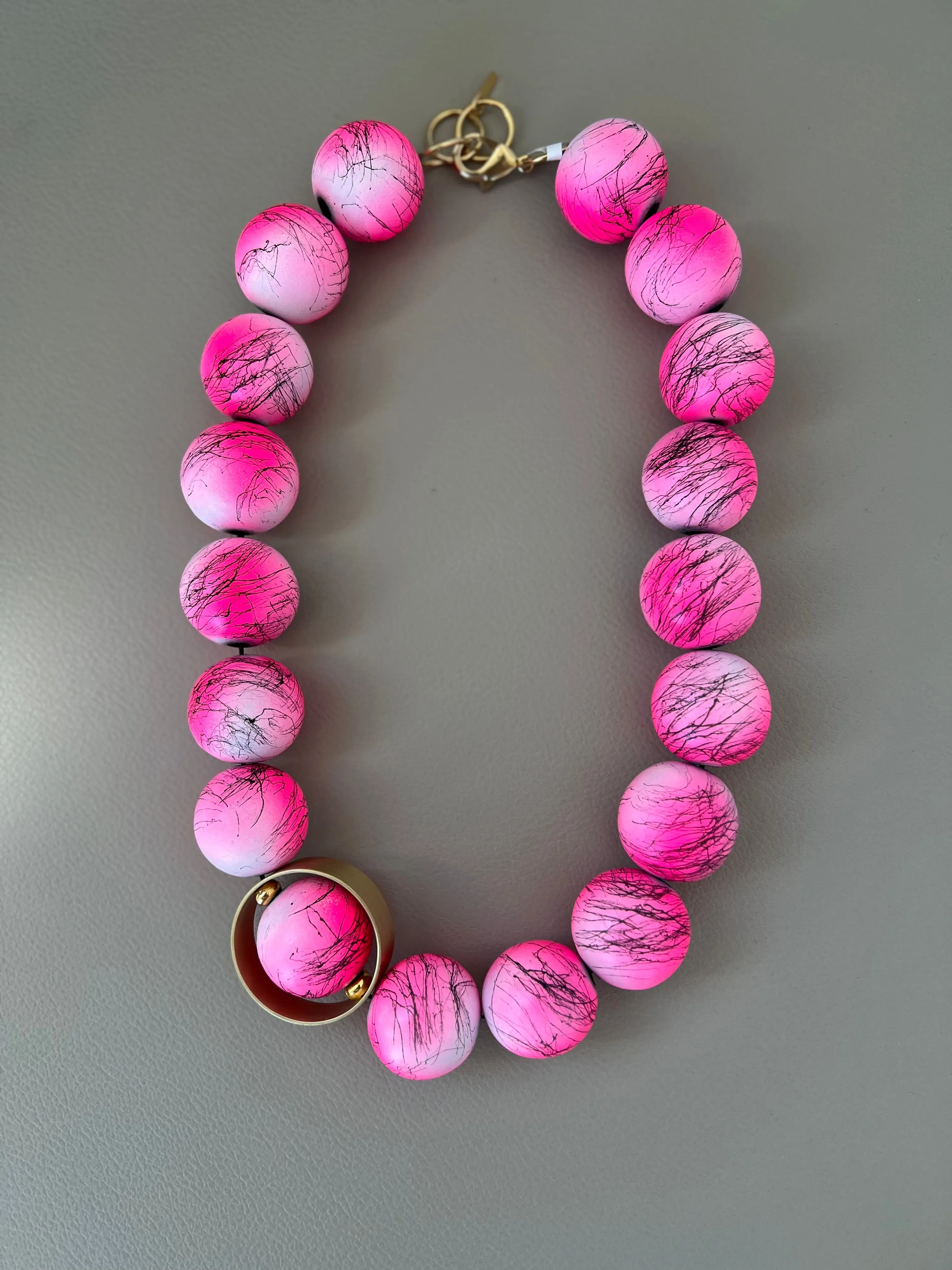 Oversized Neon Wooden Beads Necklace