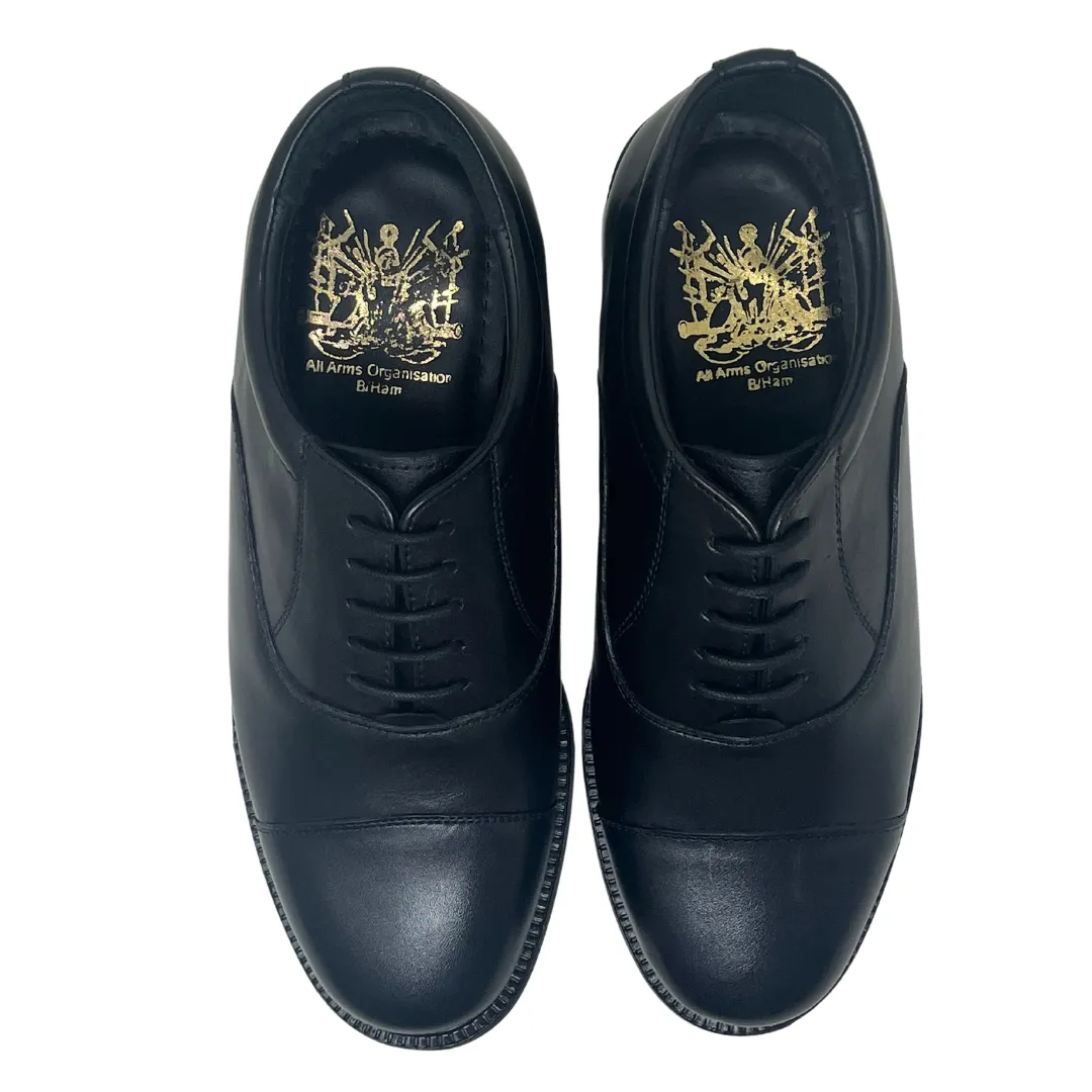 Oxford Shoe - Plain Black Leather - Rubber Sole