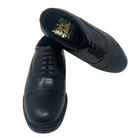 Oxford Shoe - Plain Black Leather - Rubber Sole