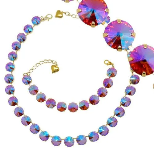 Pacific Flamingo Gold Necklace Bracelet SET Made of Swarovski Crystals