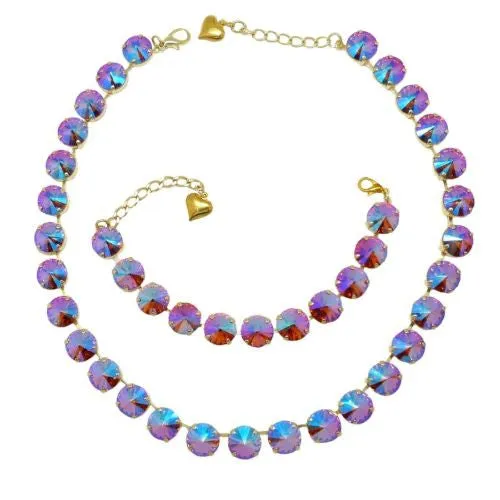 Pacific Flamingo Gold Necklace Bracelet SET Made of Swarovski Crystals