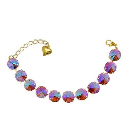 Pacific Flamingo Gold Necklace Bracelet SET Made of Swarovski Crystals