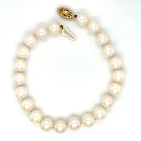 Pearl Bracelet with Twenty-Two 7mm White Pearls in 14K Yellow Gold