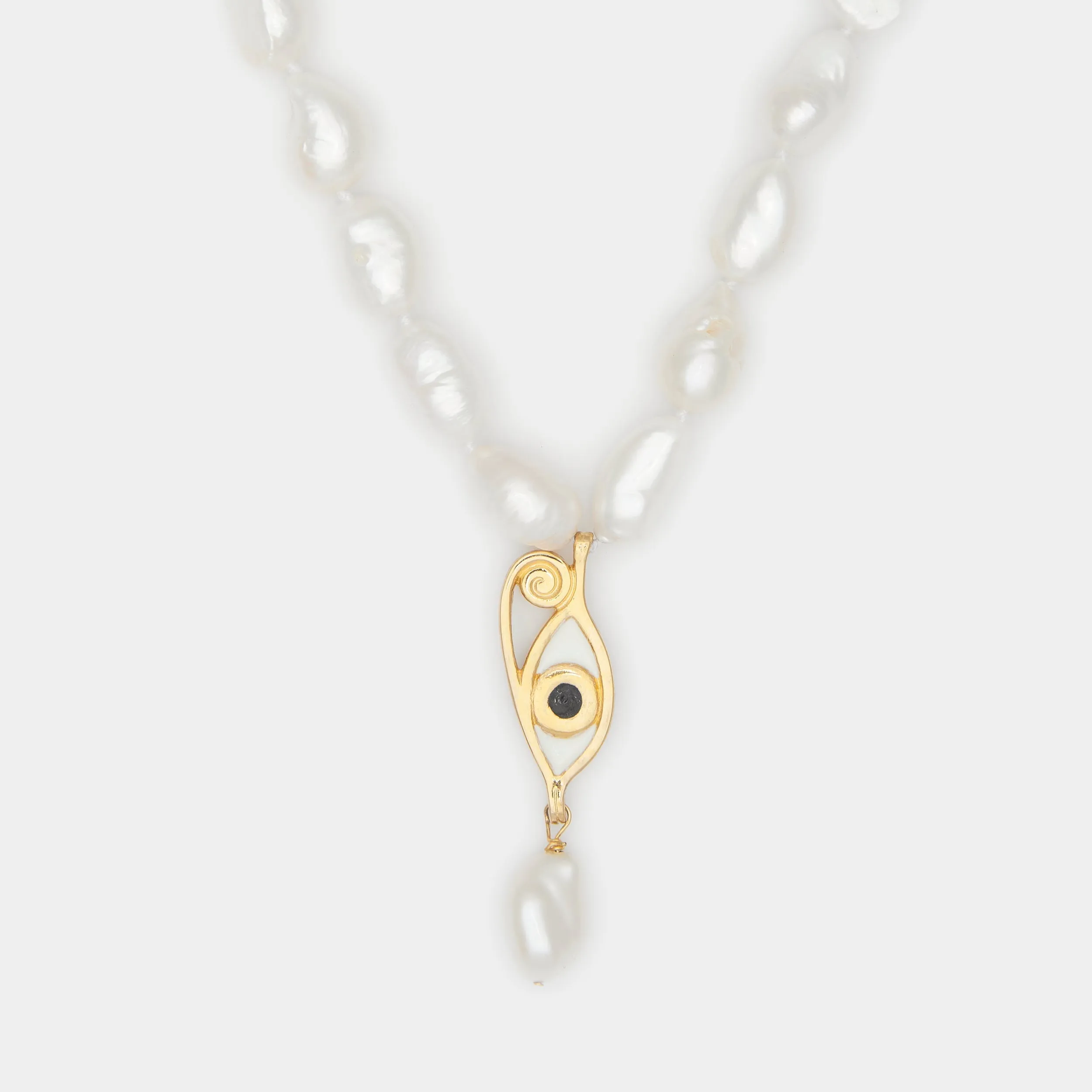 Resin Ines Baroque Pearl Necklace in Solid Gold for Him