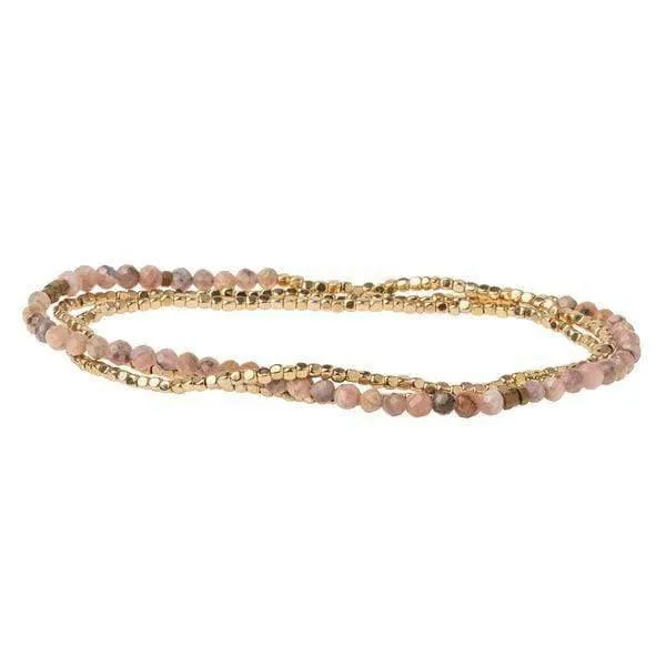 Rhodochrosite Beaded Wrap Bracelet