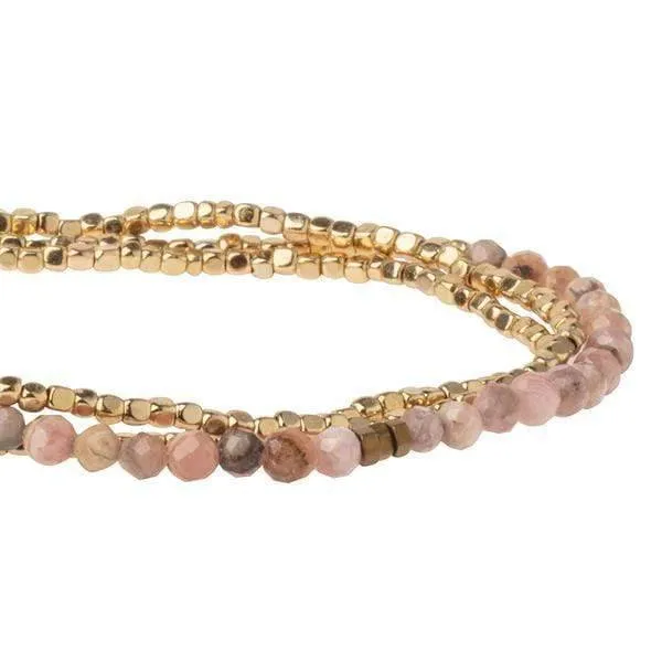 Rhodochrosite Beaded Wrap Bracelet