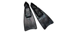 RIFFE KICKS RUBBER SWIM FINS - BLACK CARIBBEAN  BLUE SWIRL