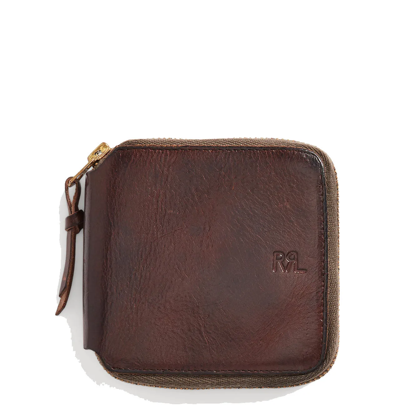 RRL by Ralph Lauren Leather Zip Wallet Dark Brown