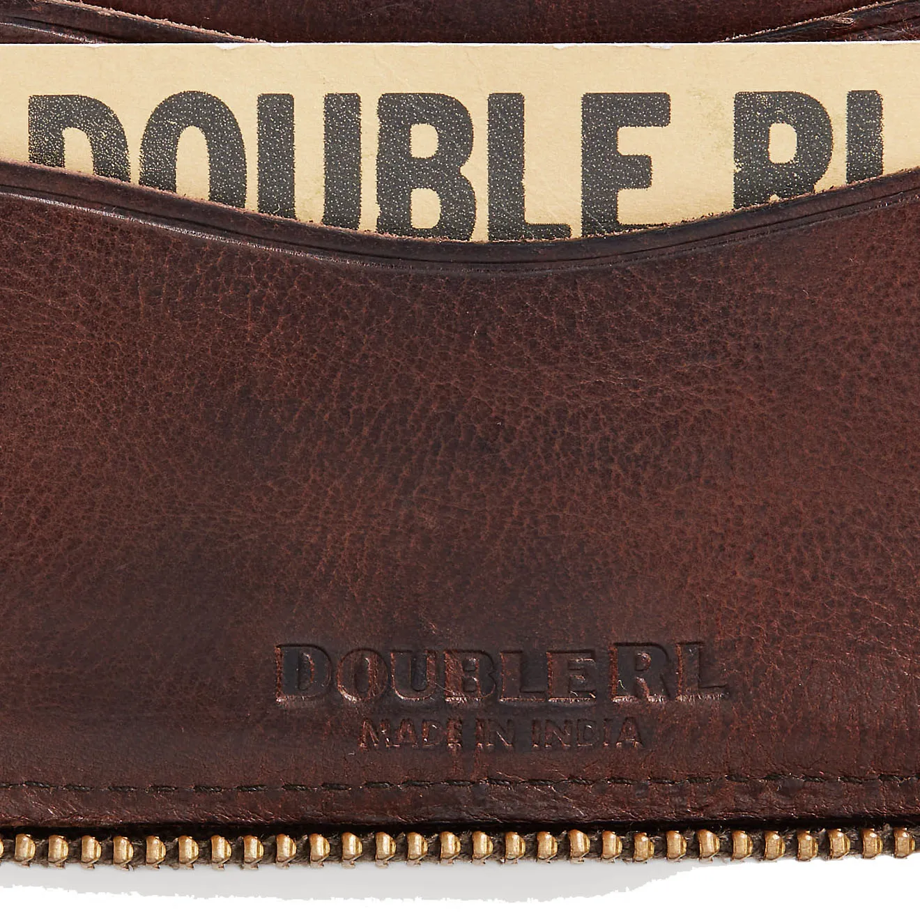 RRL by Ralph Lauren Leather Zip Wallet Dark Brown