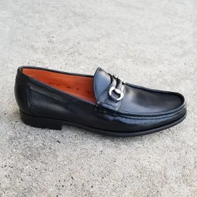 Santoni Sam Bit Moc Rubber Sole Black