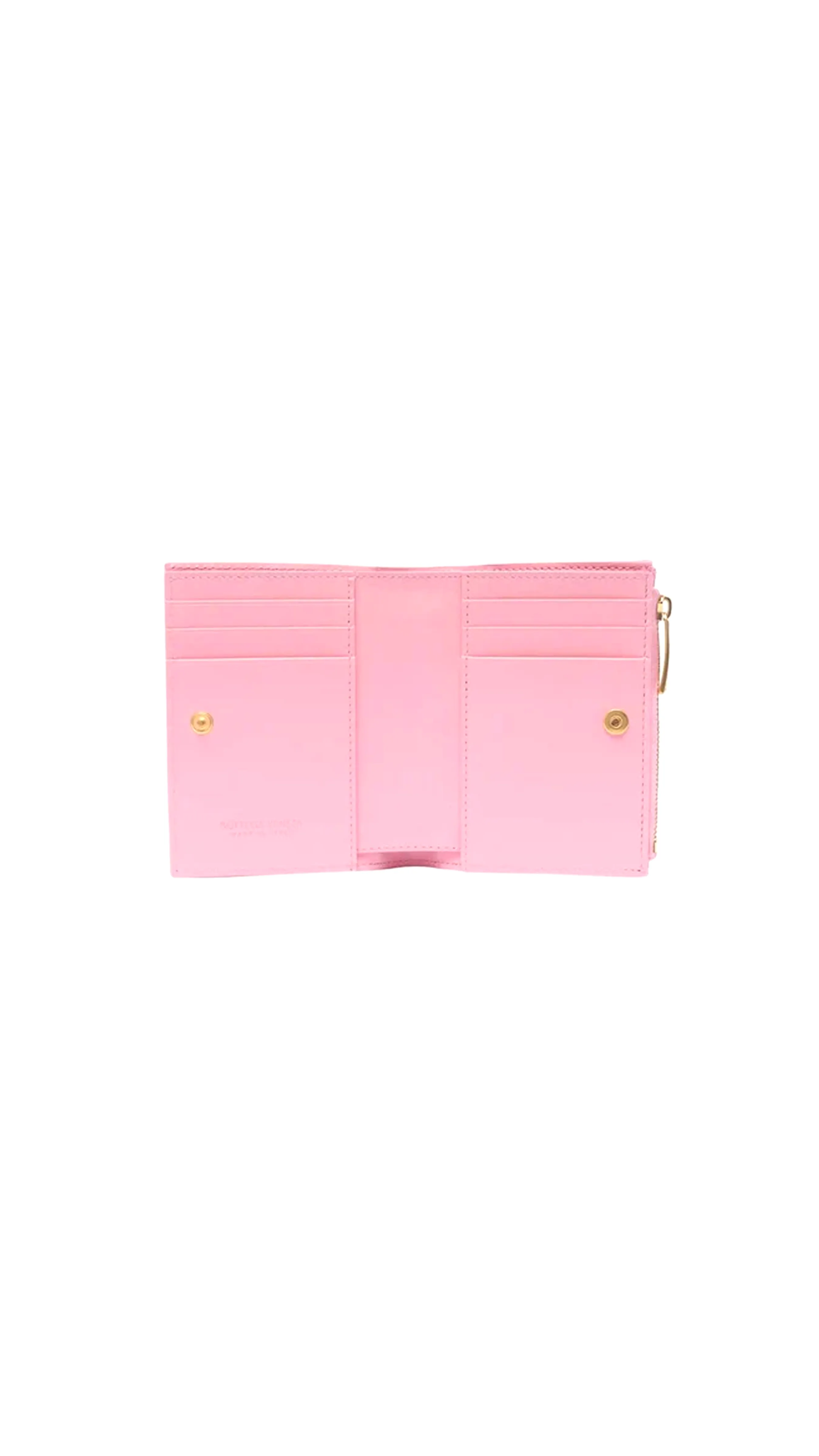 Small Intrecciato Bi-Fold Zip Wallet - Pink