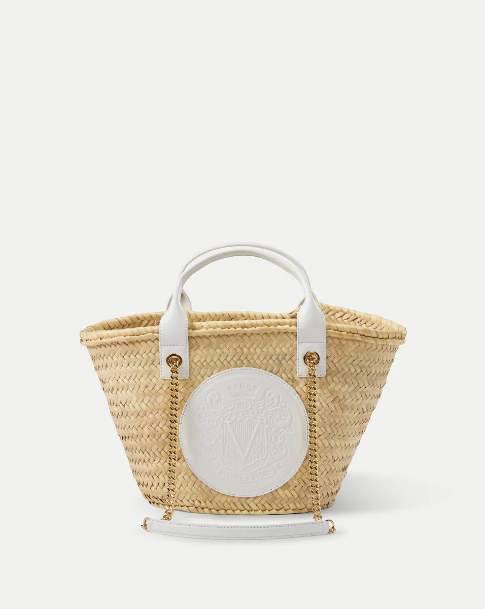 Small Raffia Crest Market Tote