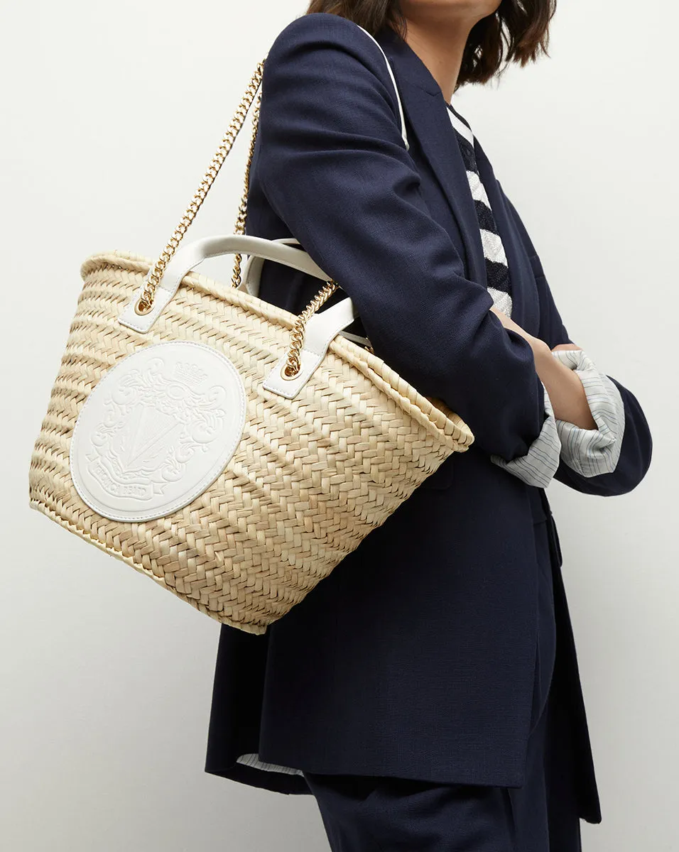 Small Raffia Crest Market Tote