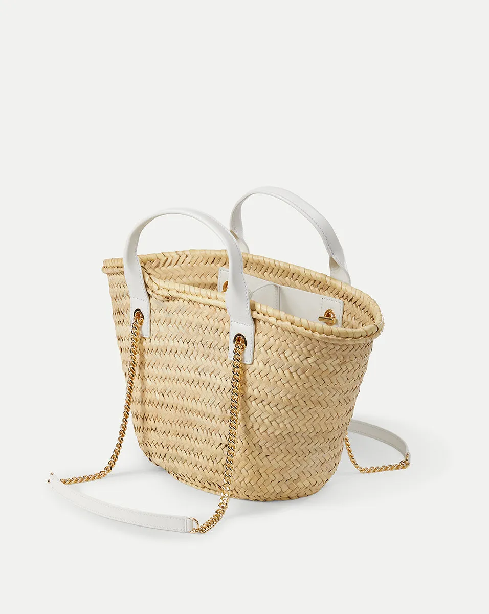 Small Raffia Crest Market Tote