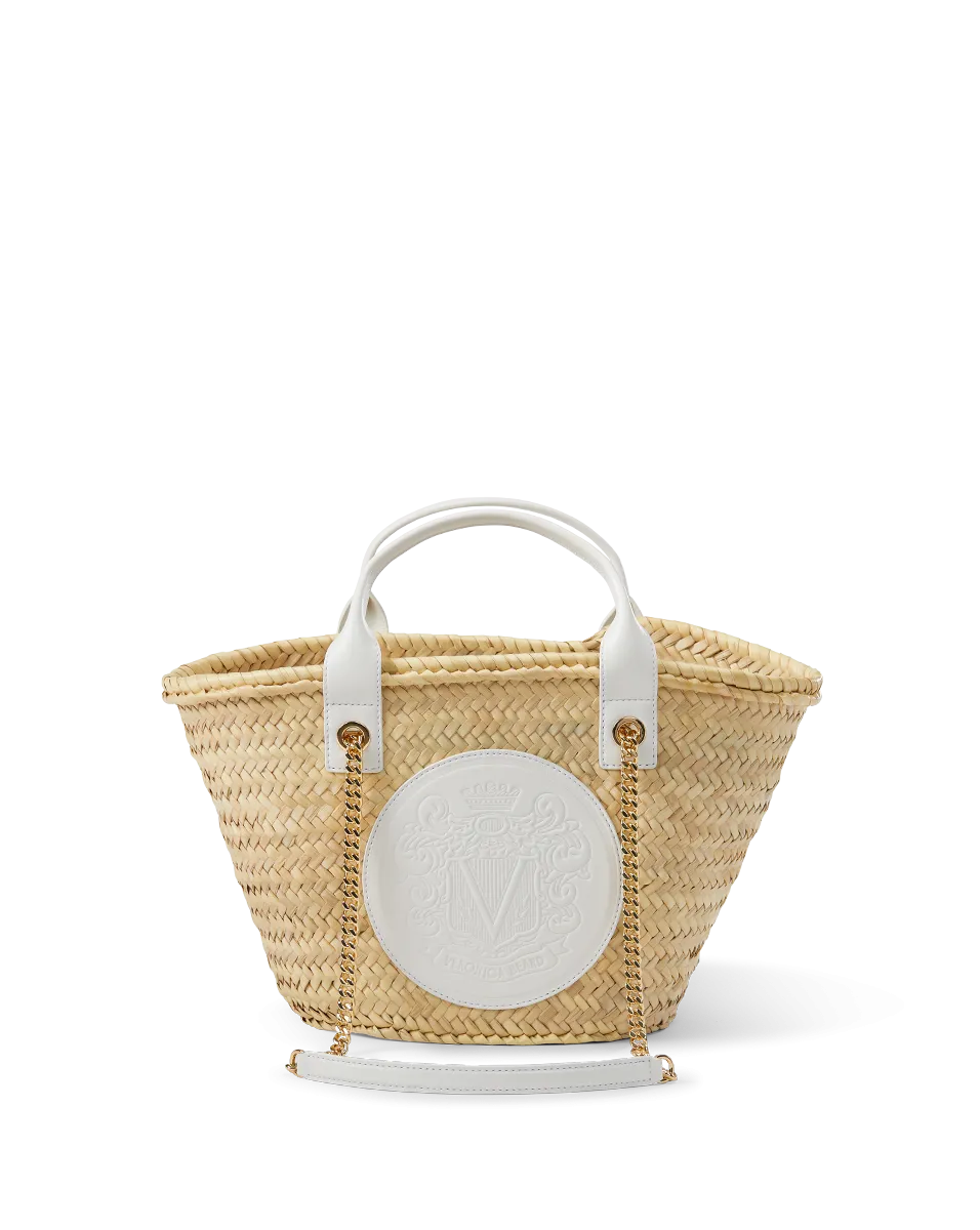 Small Raffia Crest Market Tote