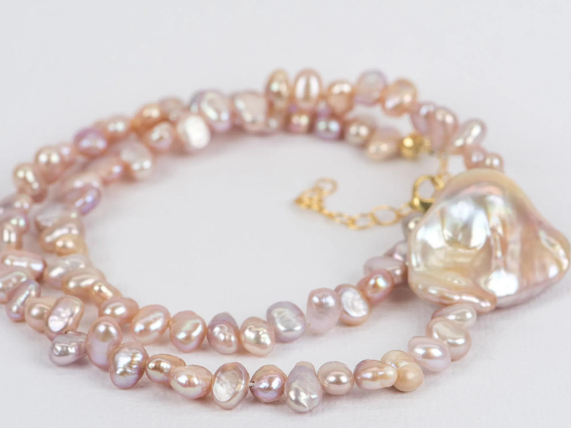 Soft Pink Freshwater Pearl Necklace 14K Gold Filled R4243