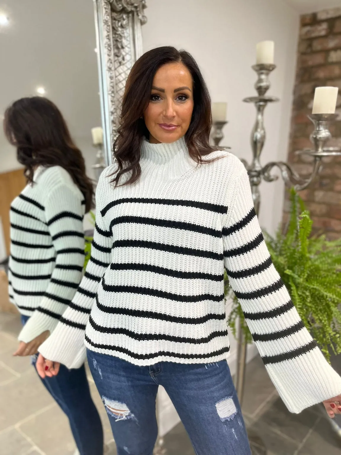 Stripe High Neck Jumper Merida