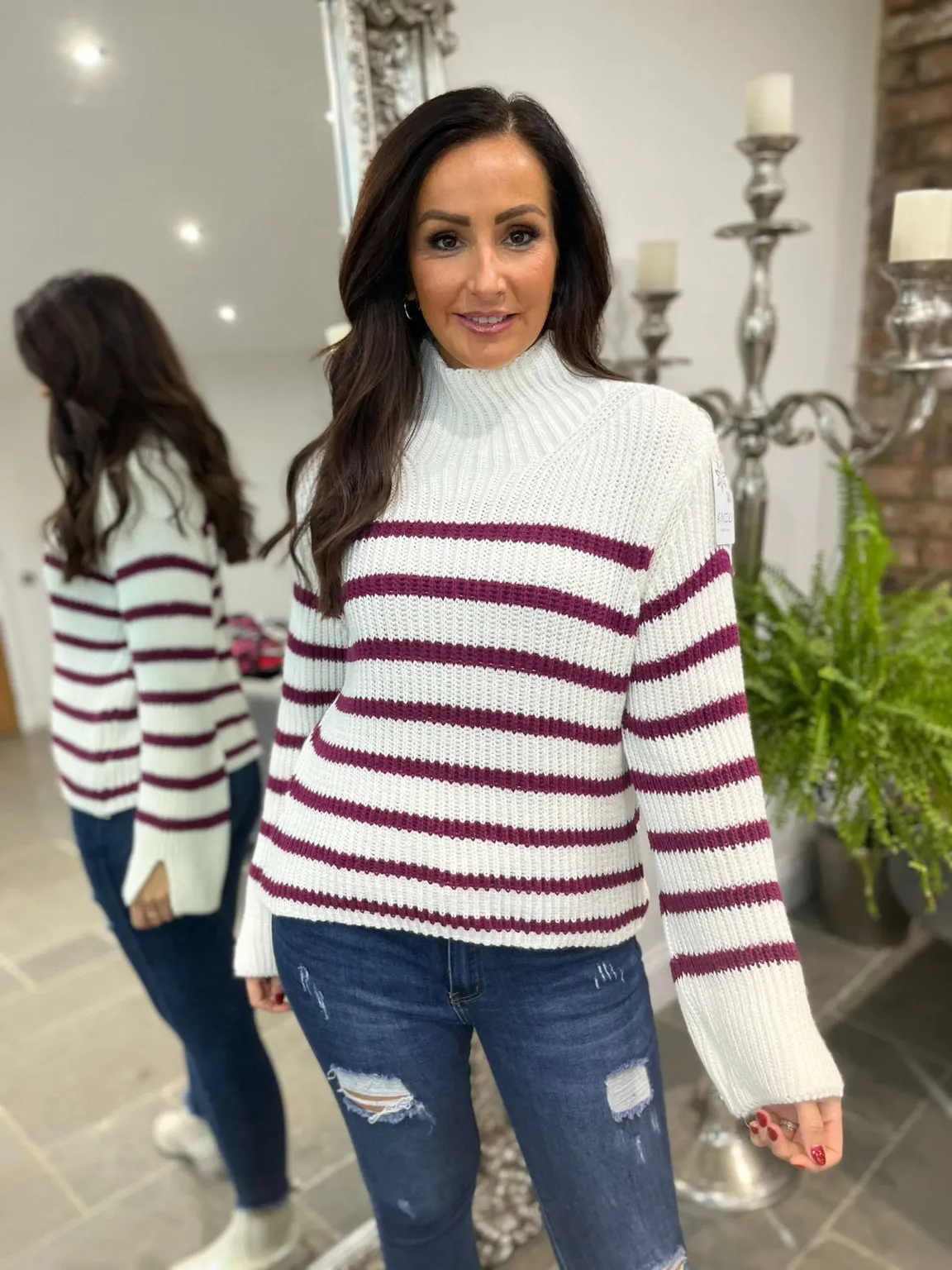 Stripe High Neck Jumper Merida