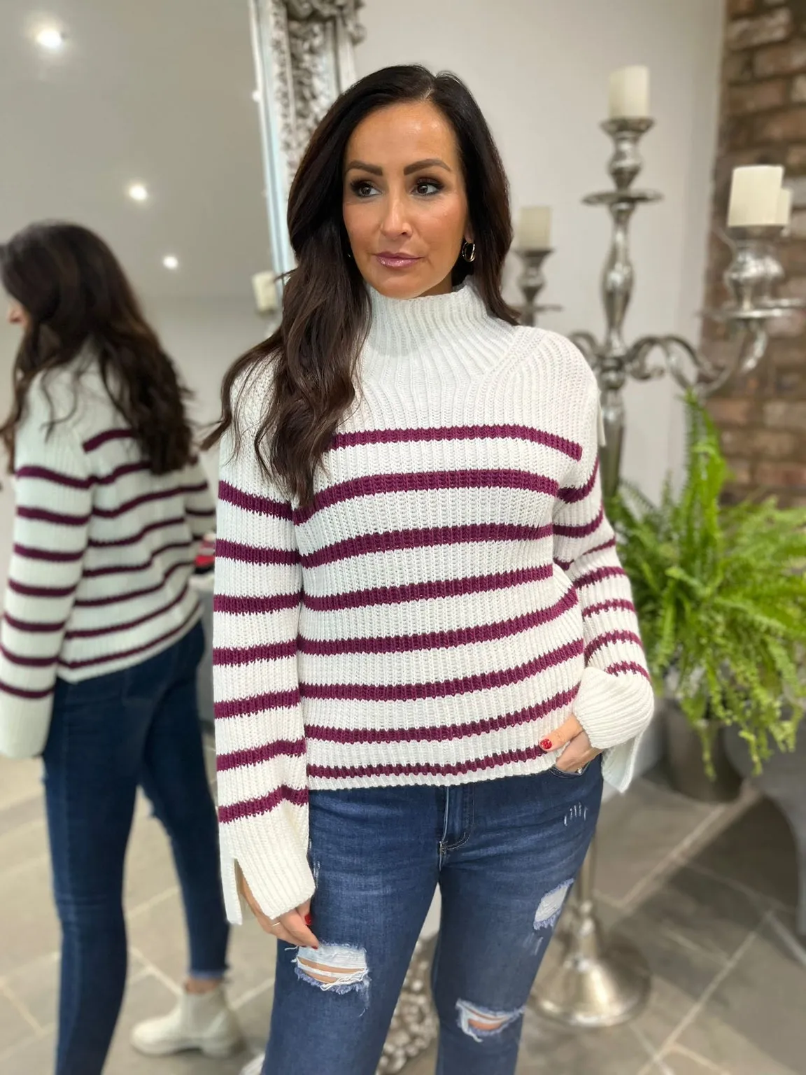 Stripe High Neck Jumper Merida