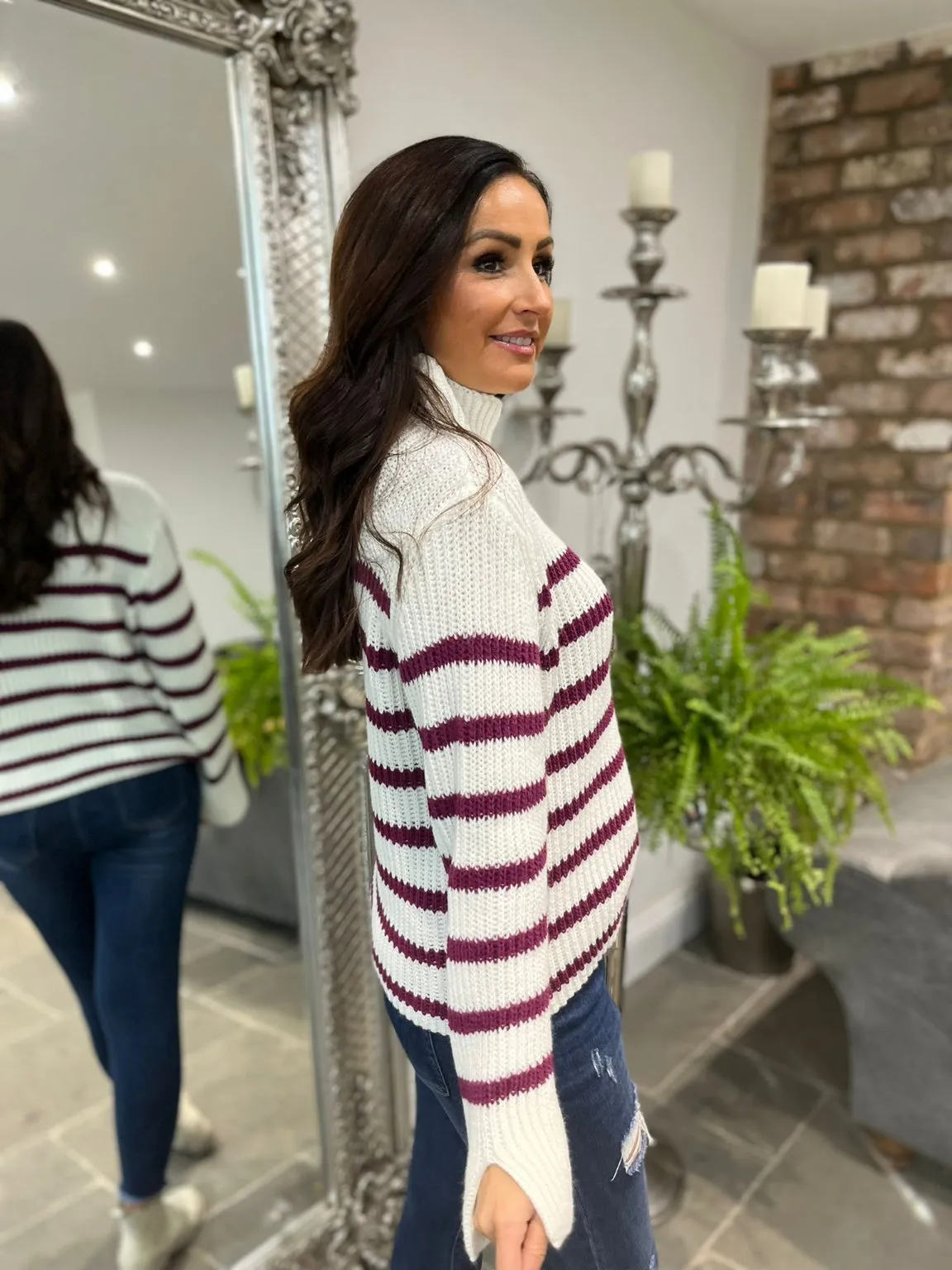 Stripe High Neck Jumper Merida