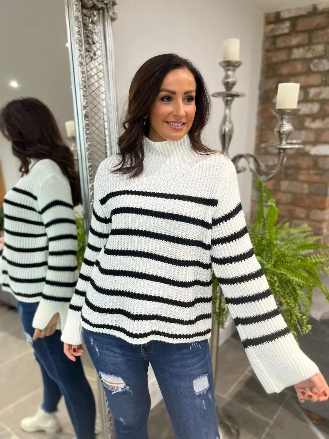 Stripe High Neck Jumper Merida