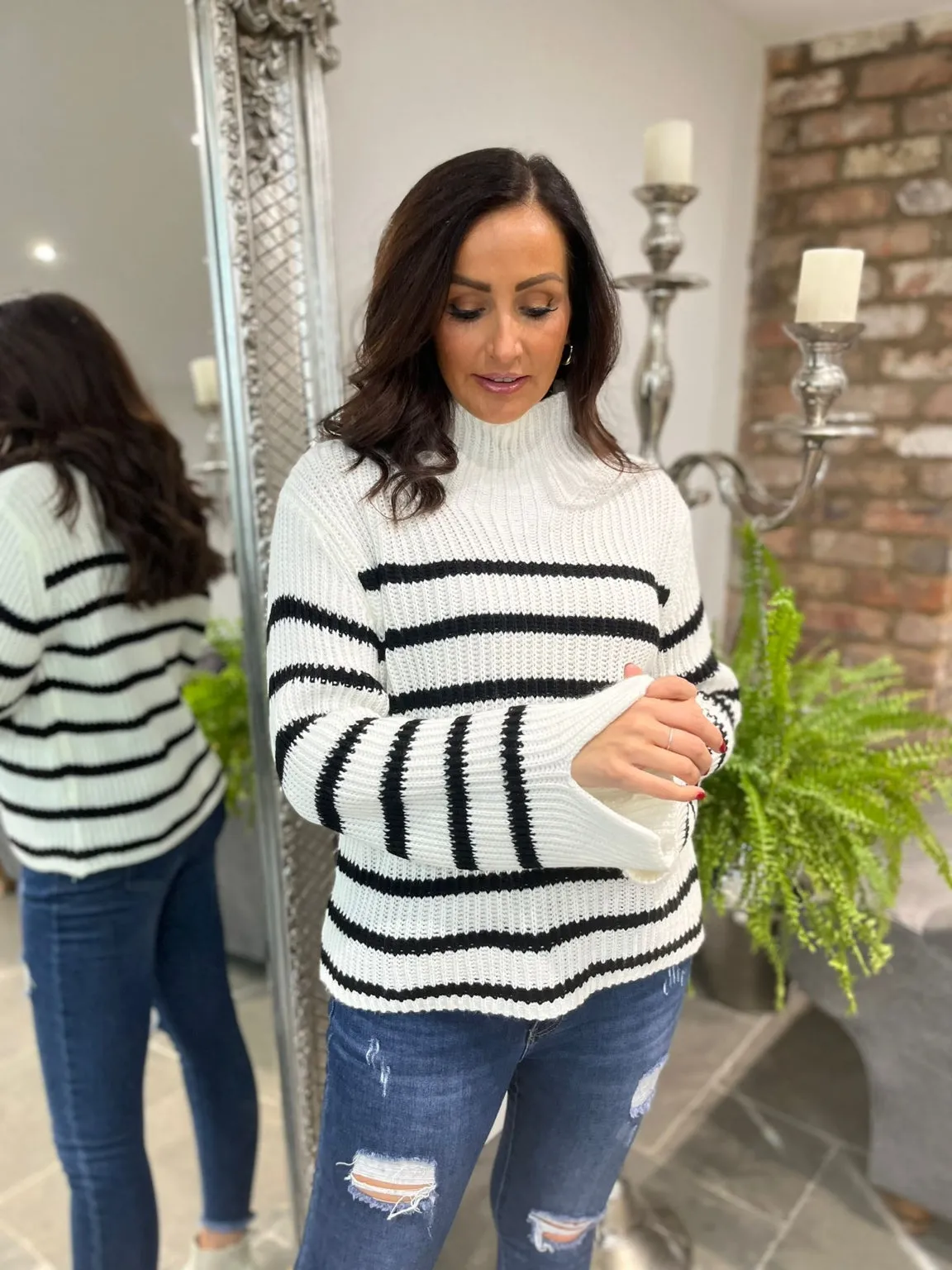 Stripe High Neck Jumper Merida