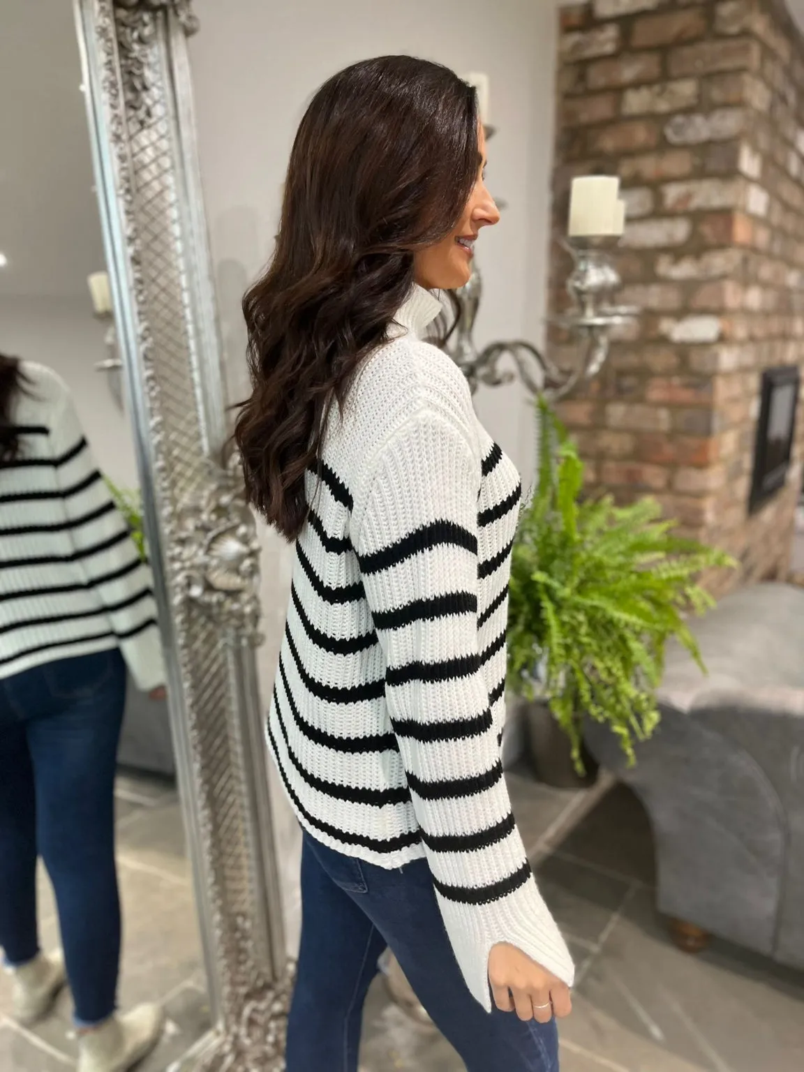 Stripe High Neck Jumper Merida