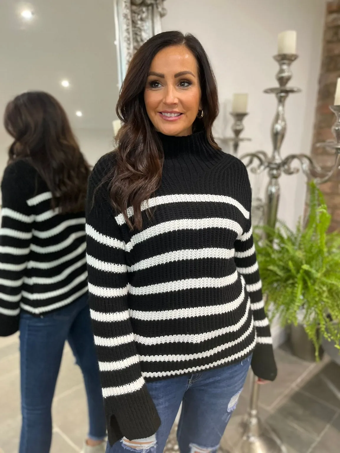 Stripe High Neck Jumper Merida